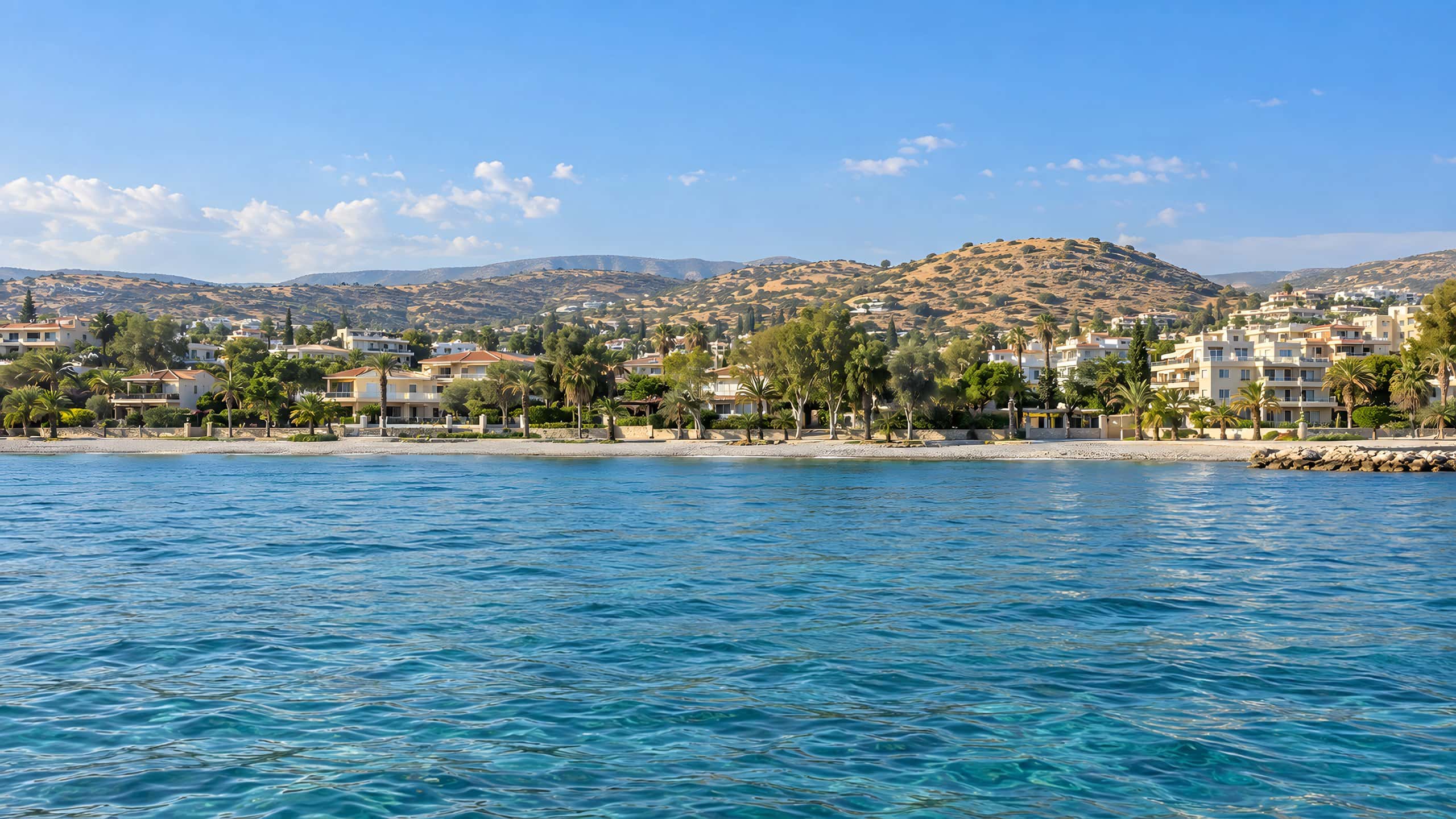 Cyprus coastline with Mediterranean sea and mountains